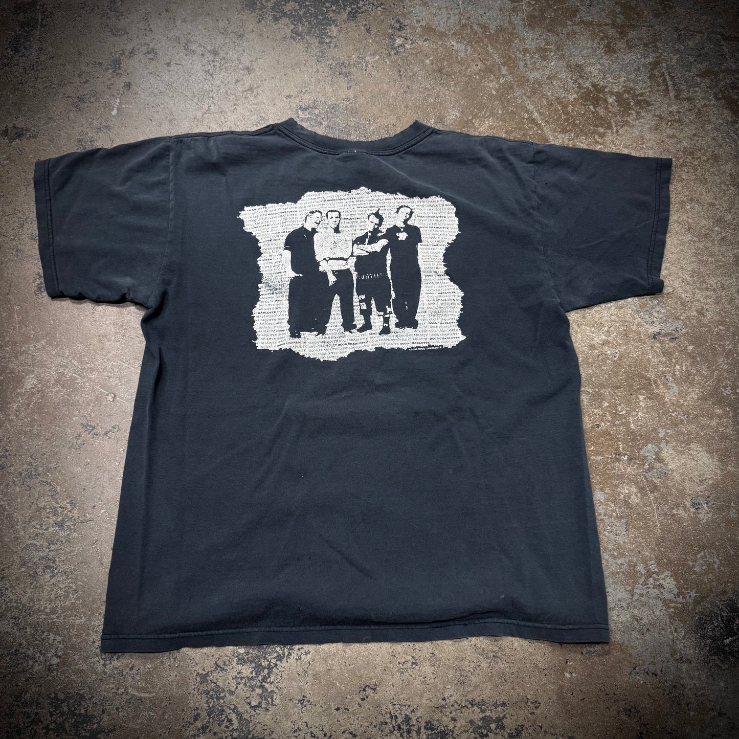 Vintage 2002 Good Charolette Distressed Faded Black Band Tee