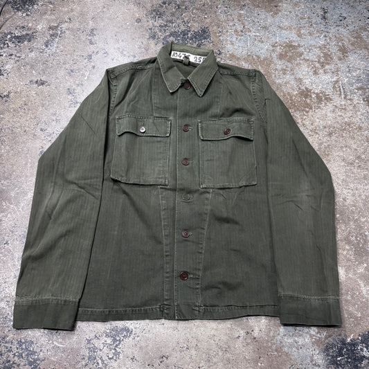 Vintage 60s/70s Swiss Military HBT 2 Pocket Military Shirt