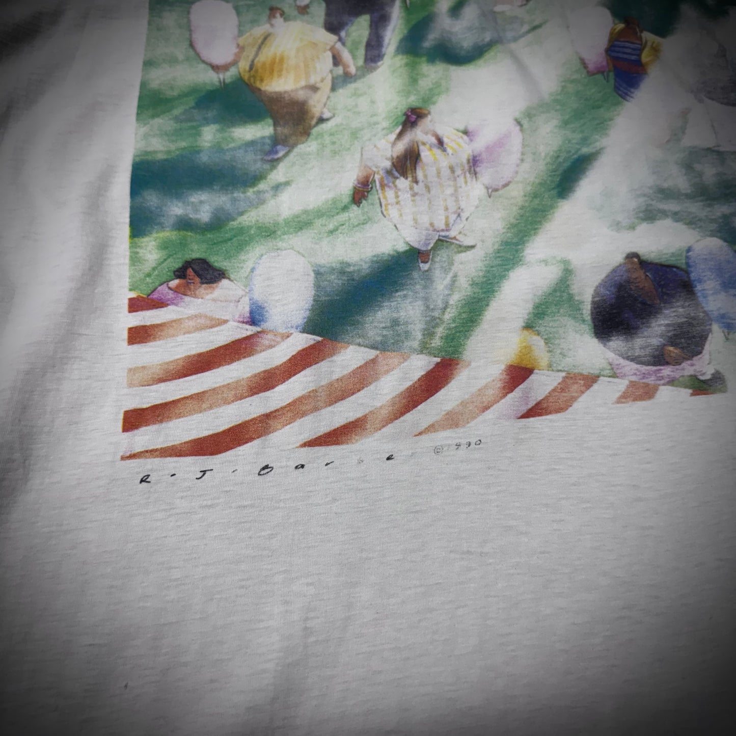 Vintage R.J Barber Cotton Candy Faded Distressed Art Tee