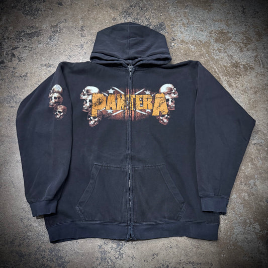 Vintage 00s Pantera Skull Distressed Zip Up Hoodie