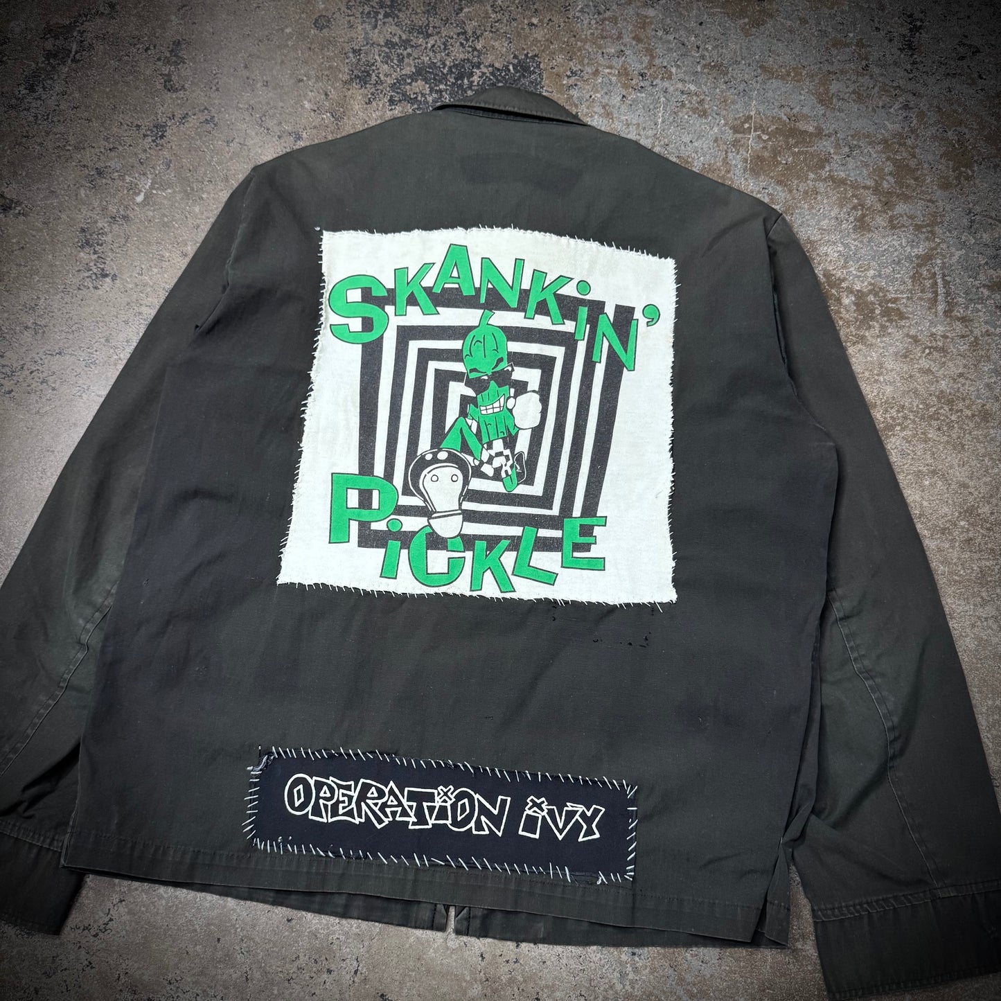 Vintage 70s US Military Jacket with Punk and Ska Band Patches