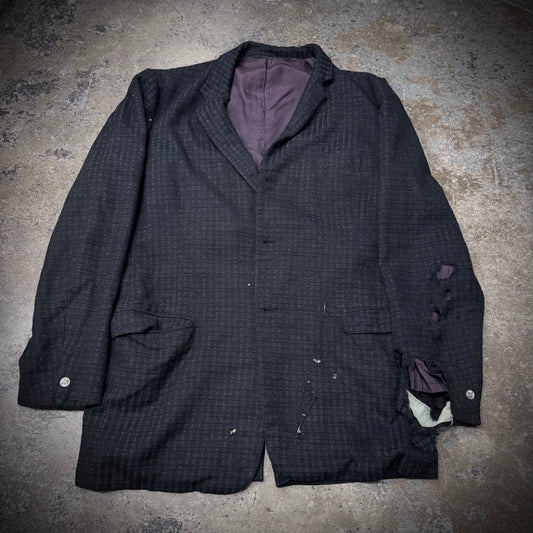 Vintage 40s/50s Band Clothes Thrashed Wool Blazer Jacket with Gabardine Lining