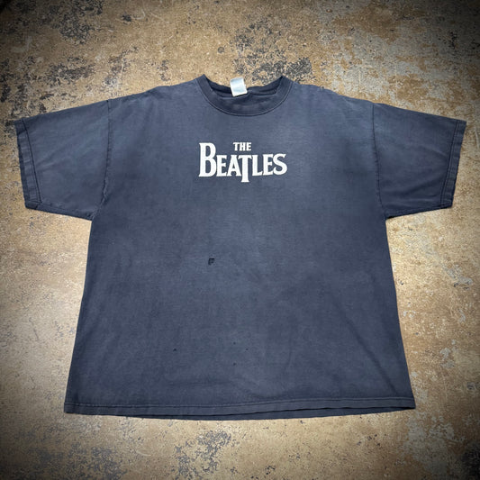 Vintage 00s The Beatles Faded Black Distressed Band Tee