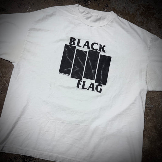 Vintage 90s/00s Black Flag SST Records 4 Bar Distressed Band T-Shirt