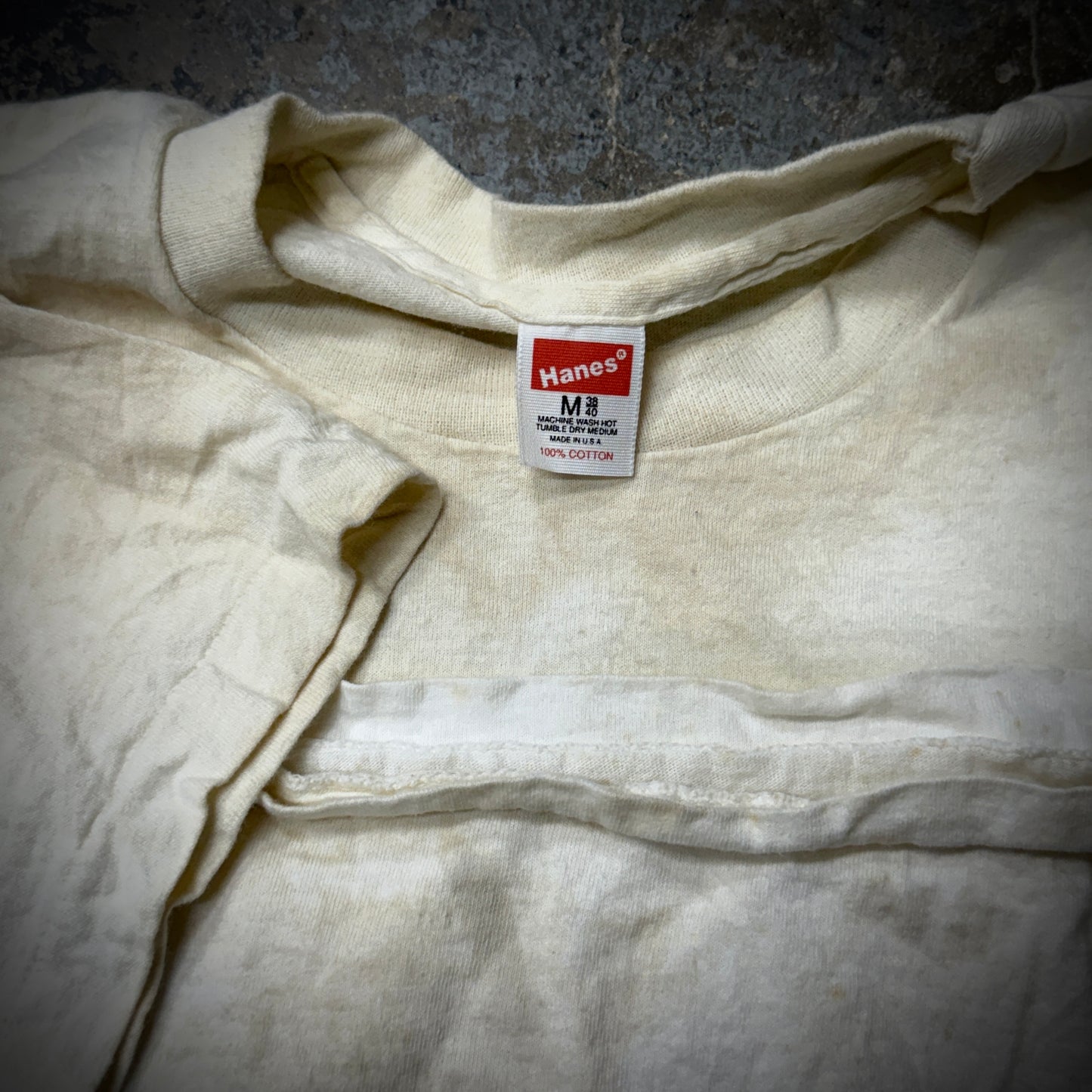 Vintage 70s/80s Hanes Mud Wash Blank White Cotton Tee