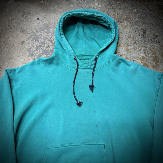 Vintage 90s Eddie Bauer Faded Blue Distressed Cotton Blank Hoodie