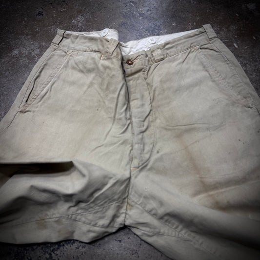 Vintage 50s Distressed Mud Washed Wide Leg Chino Pants