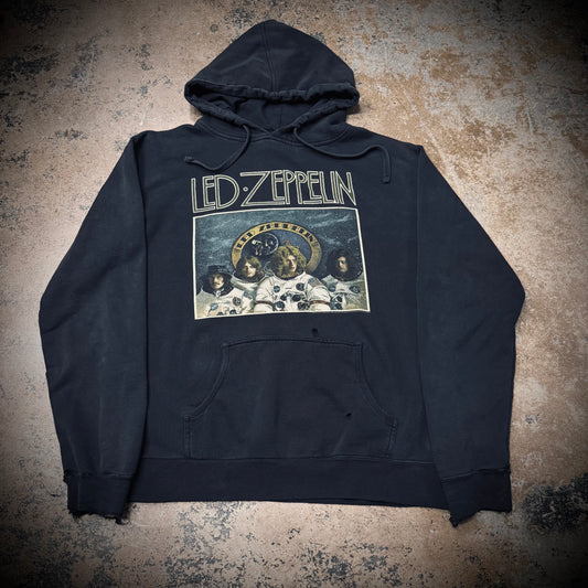 Vintage 00s Led Zeppelin Faded Black Distressed Band Hoodie