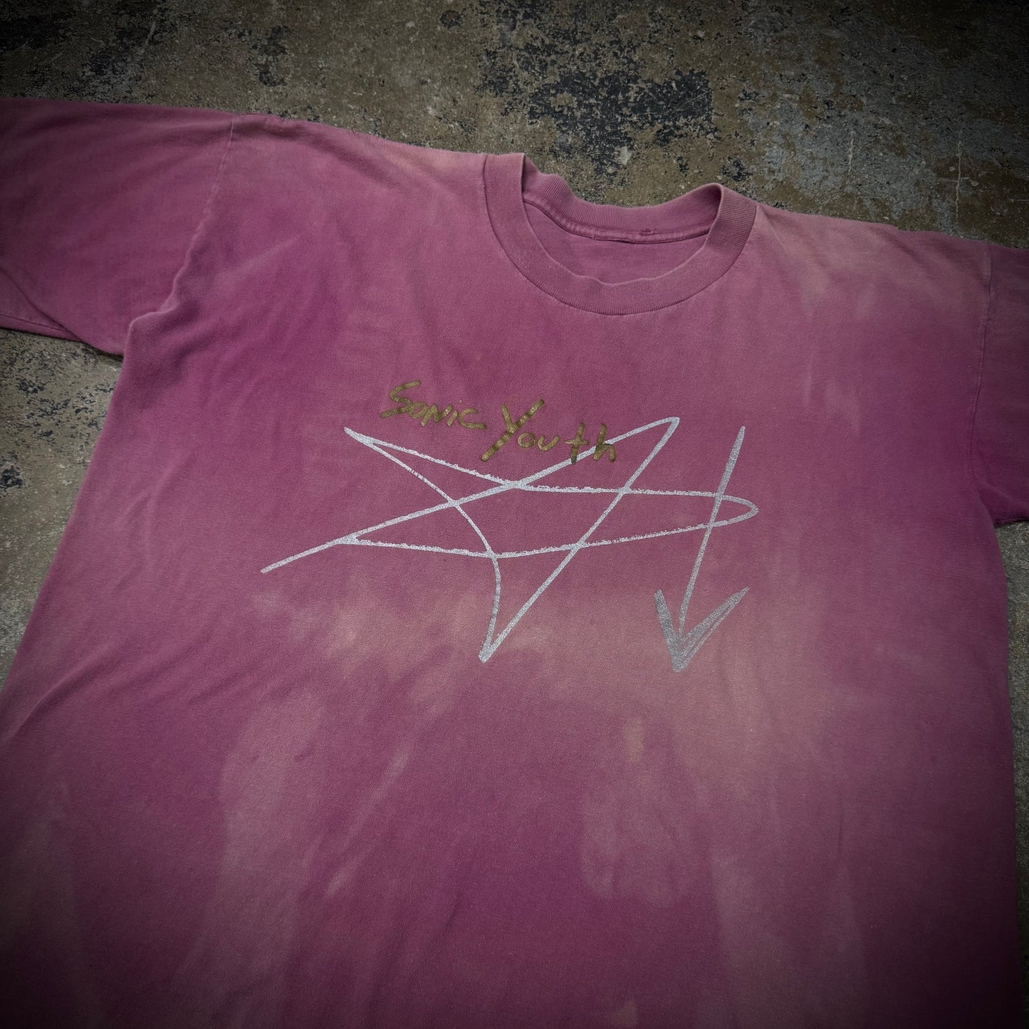 Vintage 90s Sonic Youth Faded Burgundy Distressed Band Tee