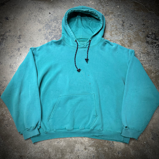 Vintage 90s Eddie Bauer Faded Blue Distressed Cotton Blank Hoodie