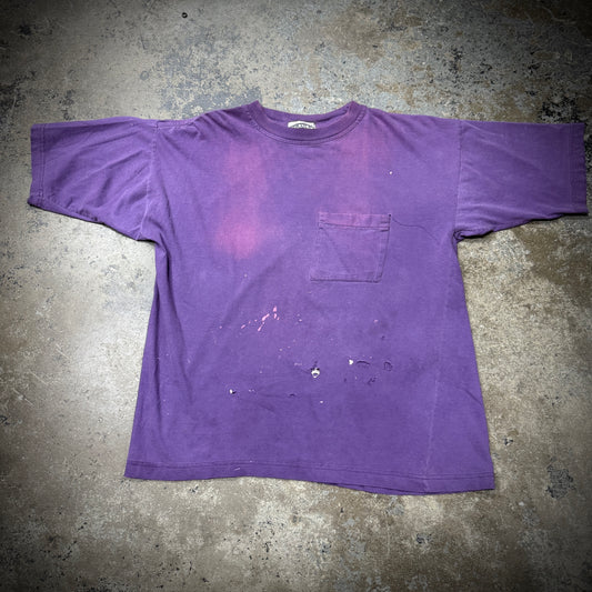 Vintage Faded Purple Blank Cotton Pocket Tee