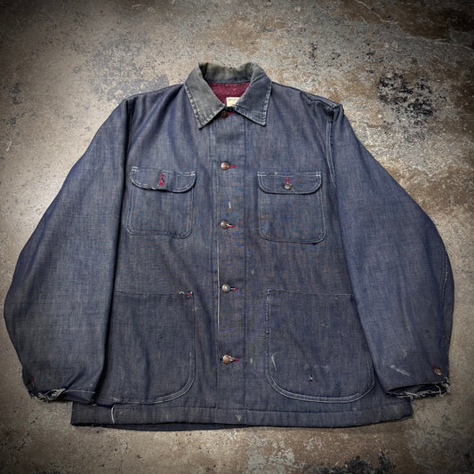Vintage 60s/70s Big Mac Distressed Blanket Lined Denim Chore Coat