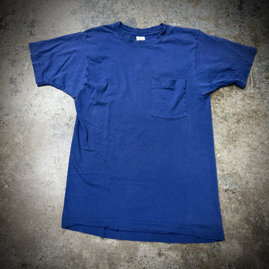 Vintage 80s Blue Blank Pocket Tee