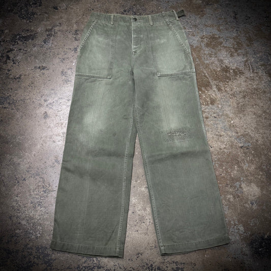 Vintage 60s OG 107 Repaired and Distressed HBT Fatigue Pants 31x27