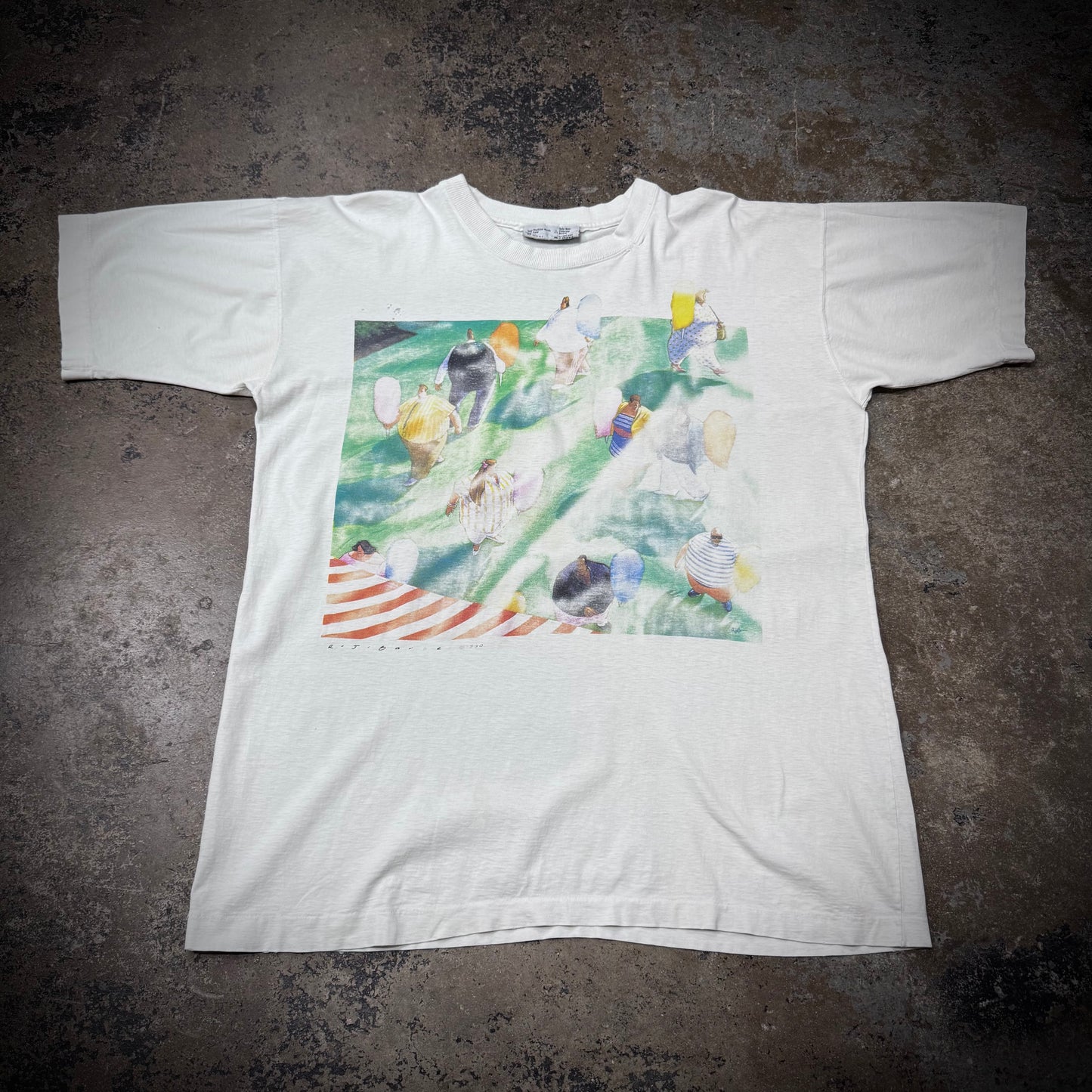 Vintage R.J Barber Cotton Candy Faded Distressed Art Tee