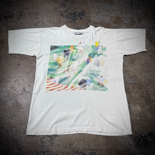 Vintage R.J Barber Cotton Candy Faded Distressed Art Tee