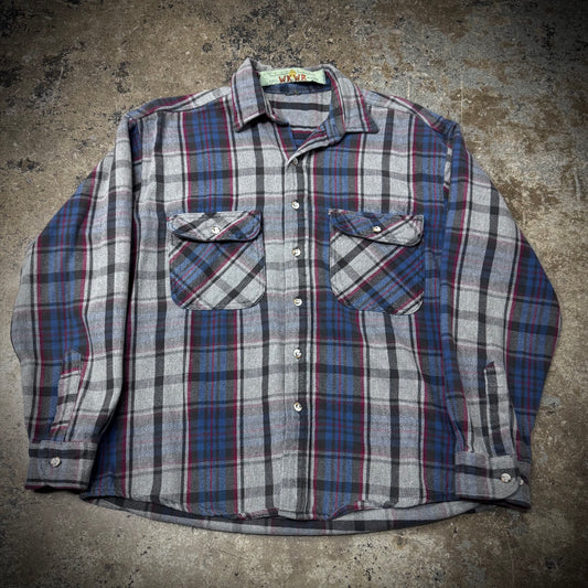 Vintage 90s Anchor Blue Cotton Flannel L/S Shirt