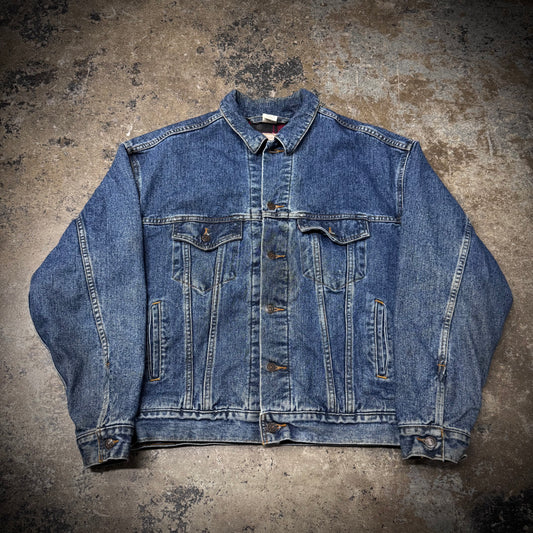 Vintage 90s Levi’s Red Plaid Blanket Lined Type 3 Denim Jacket