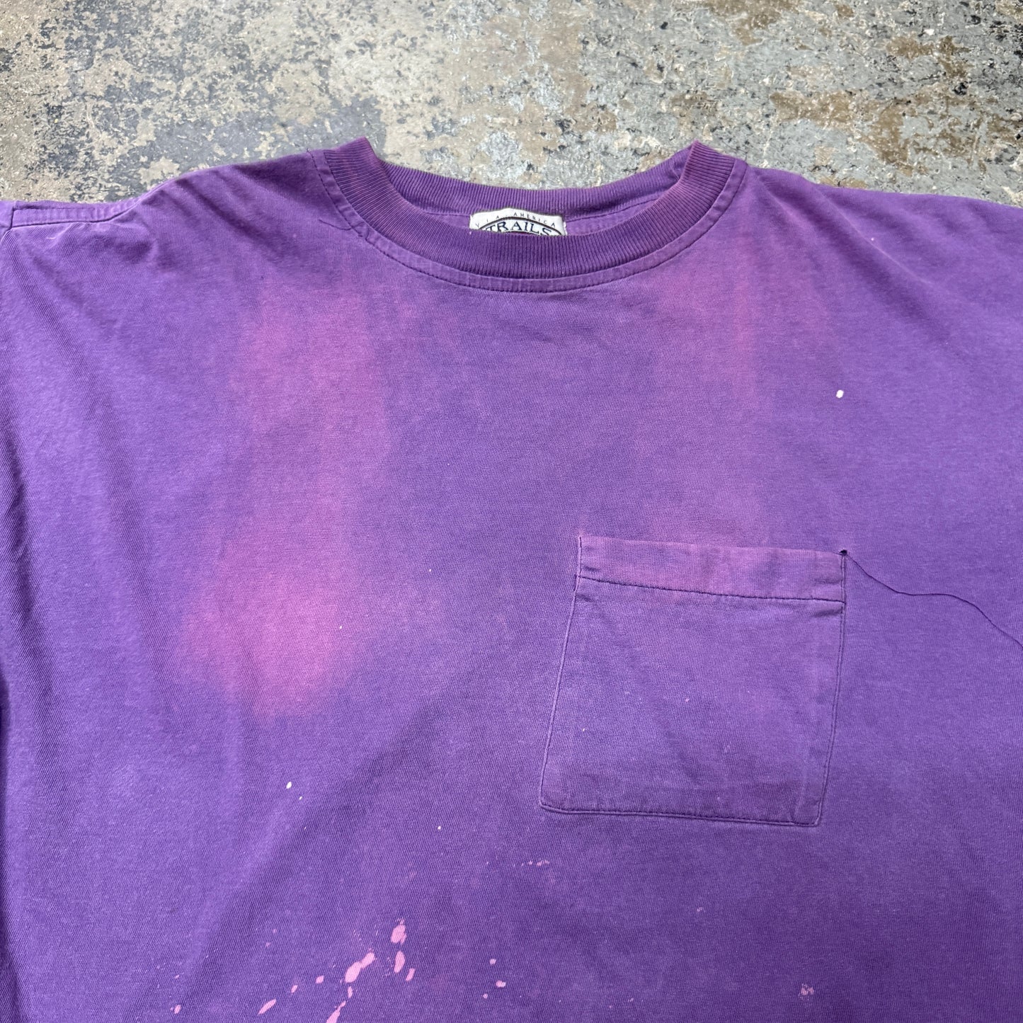 Vintage Faded Purple Blank Cotton Pocket Tee