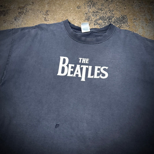 Vintage 00s The Beatles Faded Black Distressed Band Tee