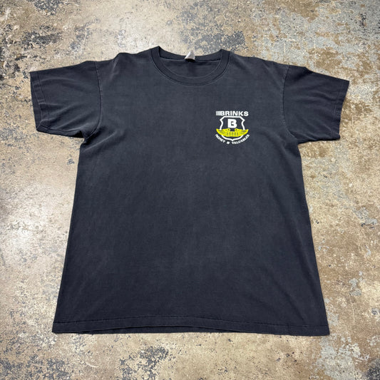 Vintage 90s Brinks Money & Valuables Faded Black T-Shirt