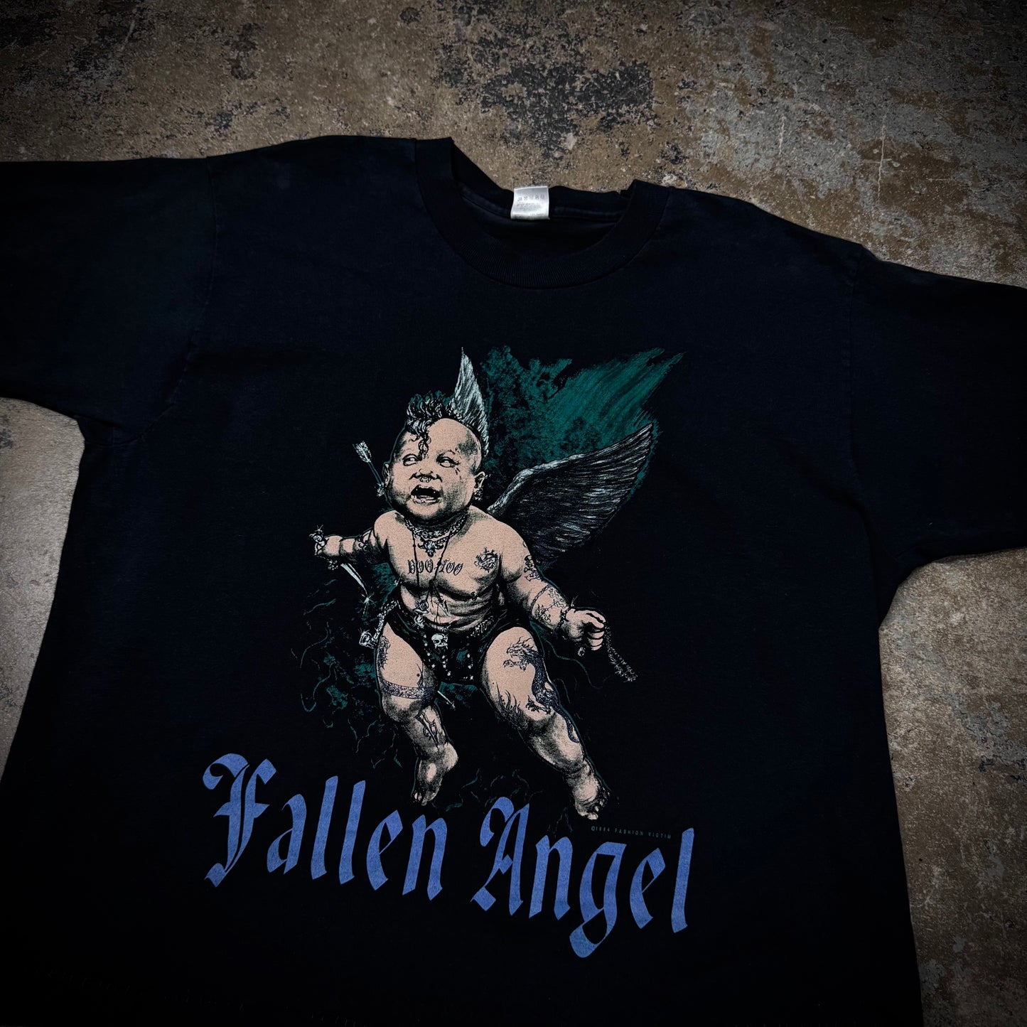 Vintage 1994 Fashion Victim Fallen Angel Tattoo Shop T-Shirt
