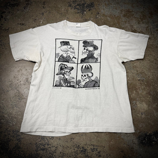 Vintage 90s Distressed and Repaired Posada by Frontback Skeleton Art Tee