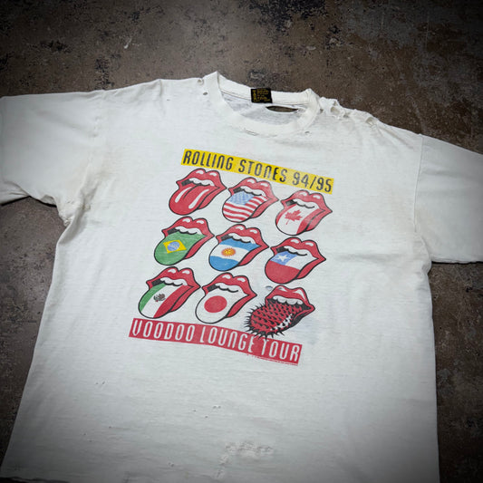 Vintage 90s The Rolling Stones Voodoo Lounge Thrashed Paper Thin Band Tee