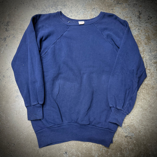 Vintage 60s/70s Healthknit Blank Blue Raglan Crewneck Sweatshirt