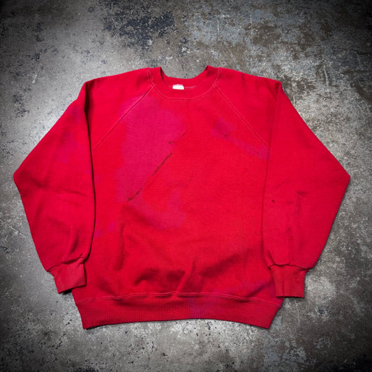 Vintage 70s Sportswear Distressed Blank Red Crewneck Raglan Sweatshirt