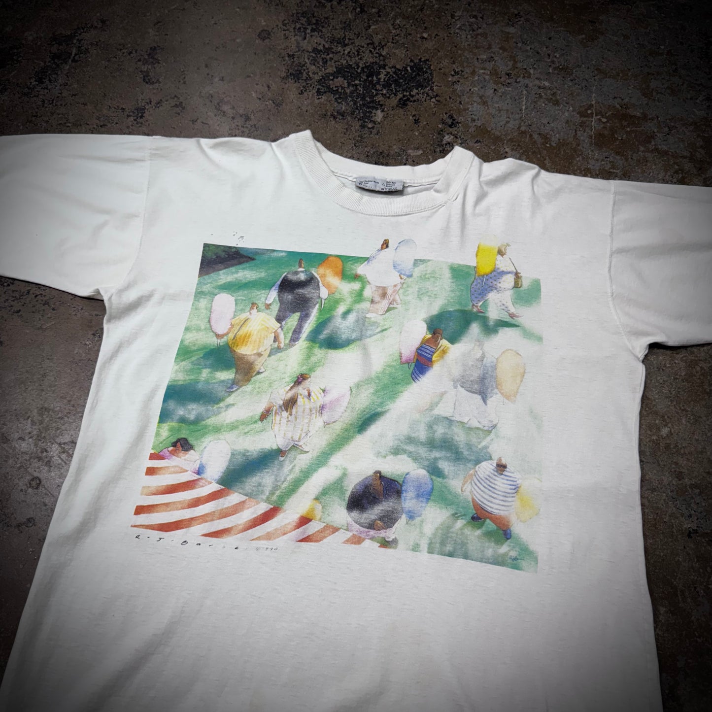 Vintage R.J Barber Cotton Candy Faded Distressed Art Tee