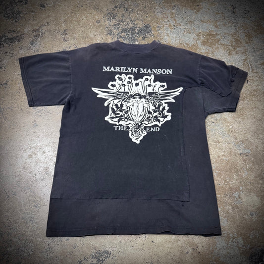Vintage 90s Marilyn Manson The End Faded Black Repaired Band Tee