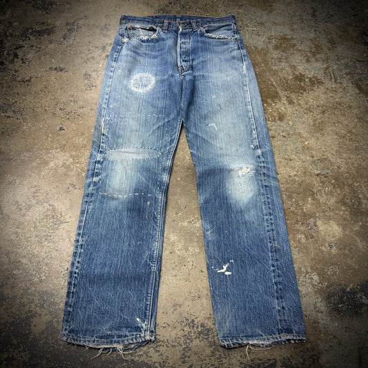Vintage 70s Levi’s 501 Single Stitch Selvedge Distressed and Repaired Denim Jeans
