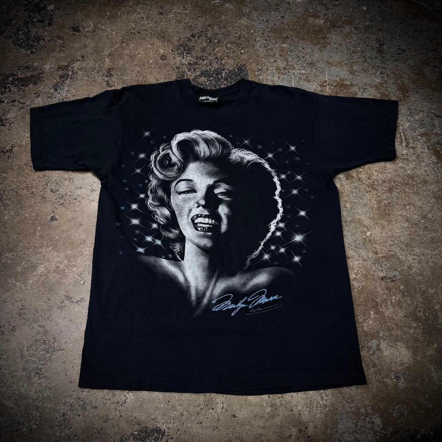 Vintage 90s Marilyn Monroe Portrait Faded Black T-Shirt