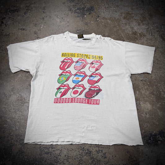 Vintage 90s The Rolling Stones Voodoo Lounge Thrashed Paper Thin Band Tee