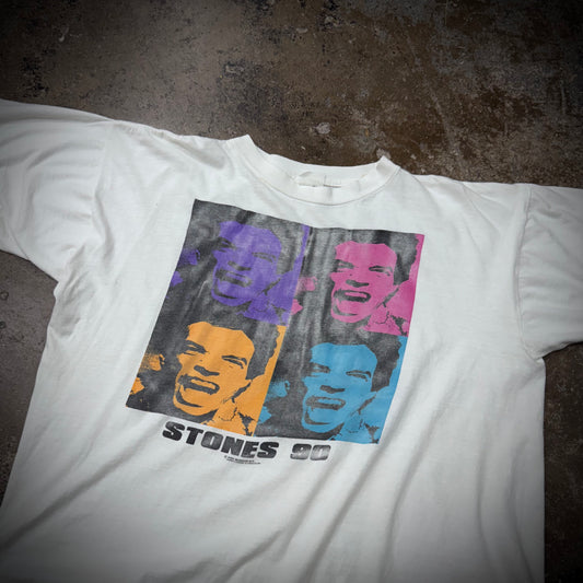 Vintage 1990 The Rolling Stones Europe Pop Art Style Distressed Band Tee