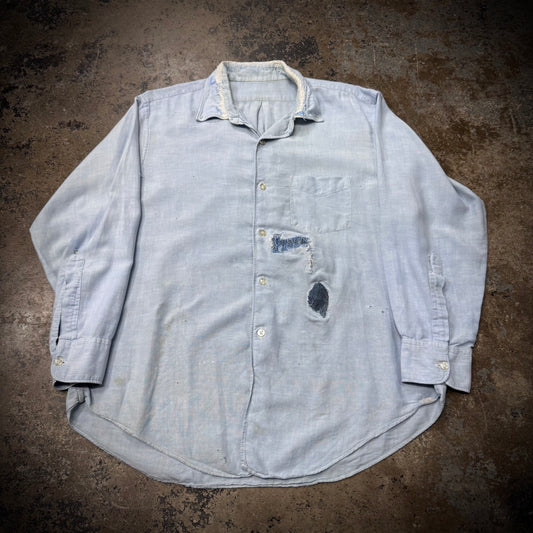 Vintage 60s/70s Repaired and Distressed Button Up L/S Shirt