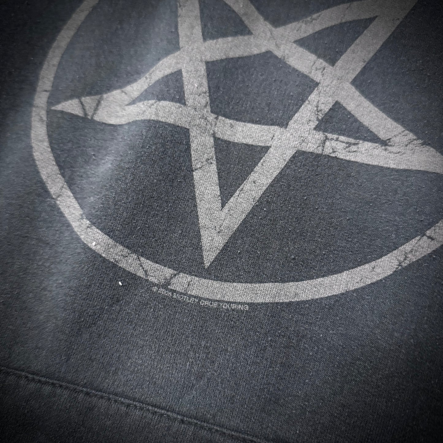 Vintage 00s Motley Crue Pentagram Faded Black Heavy Cotton Hoodie