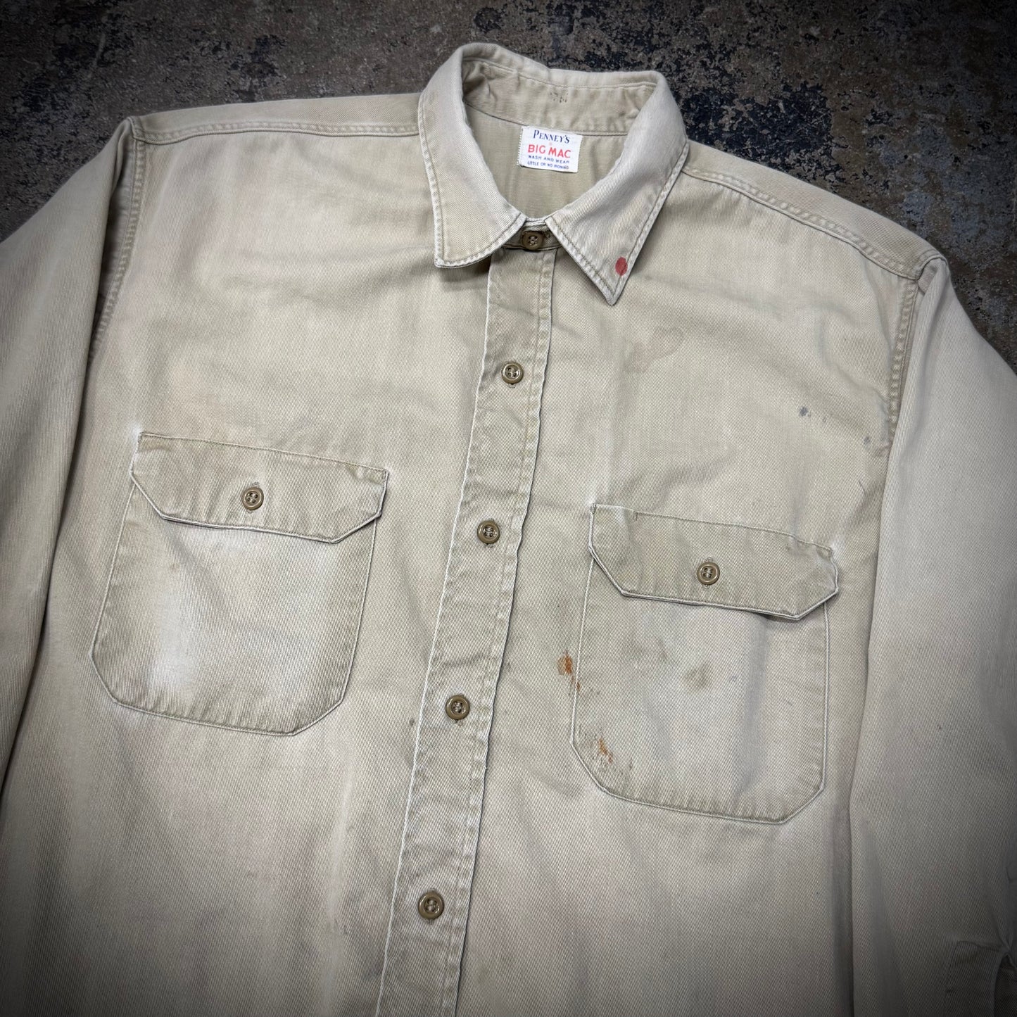 True Vintage 50s/60s Big Mac Beige Cotton Work Shirt