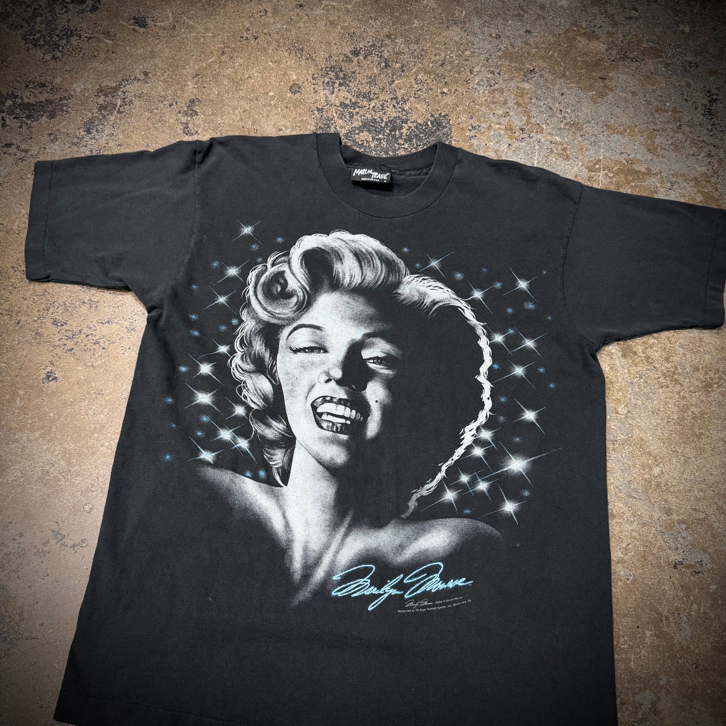 Vintage 90s Marilyn Monroe Portrait Faded Black T-Shirt