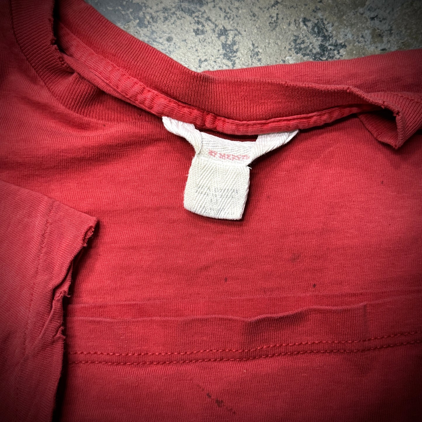 Vintage 80s Cheetah Faded & Distressed Red Blank Pocket Tee