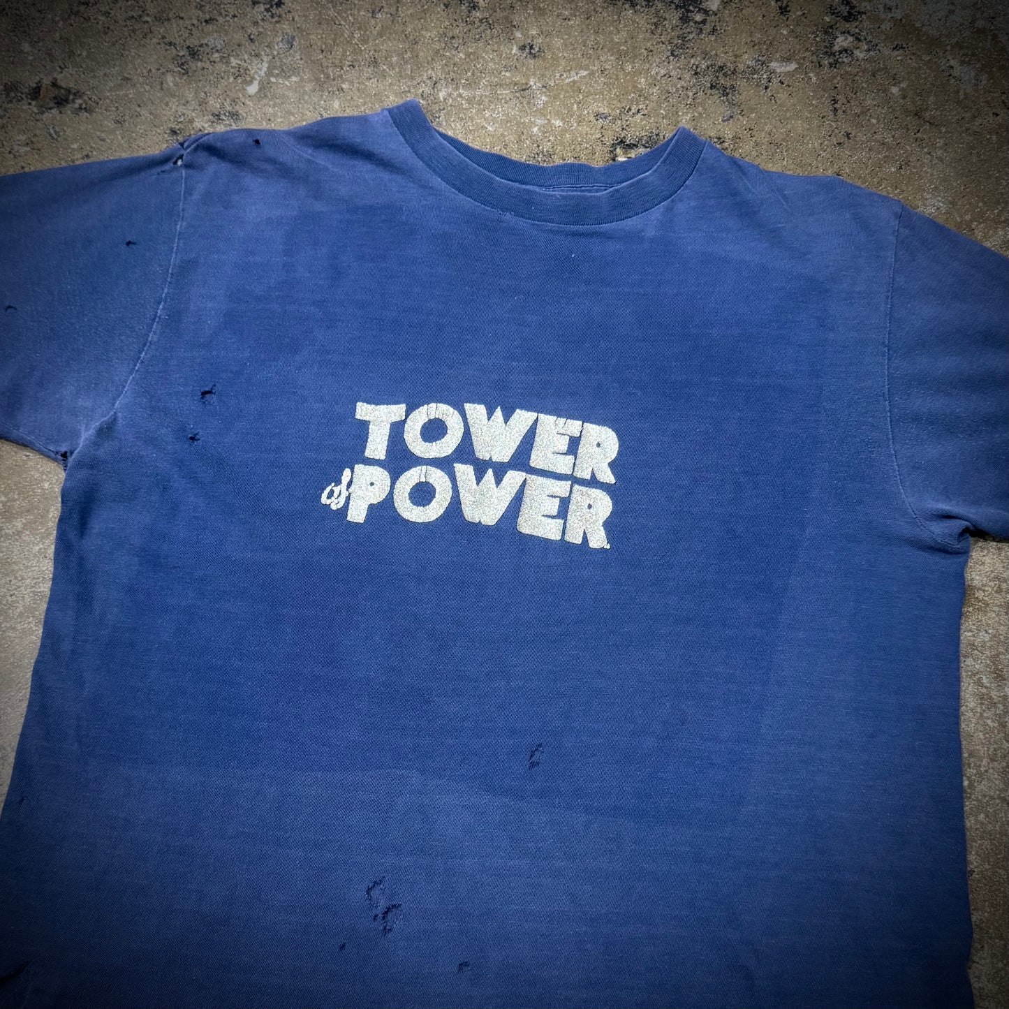 Vintage 70s/80s Tower of Power Faded Blue 100% Cotton Band T-Shirt