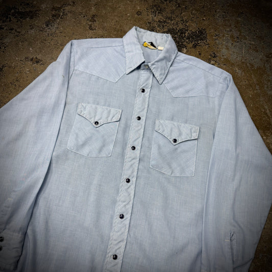 Vintage 60s The Westerner Selvedge Hickory Stripe Chambray Pearl Snap Shirt