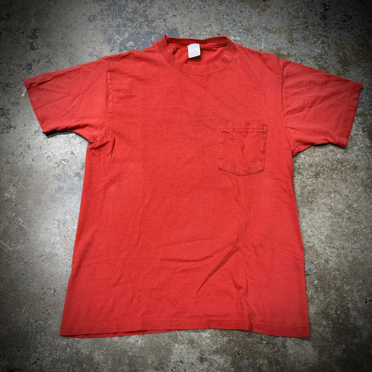 Vintage Red Cotton Blank Pocket Tee