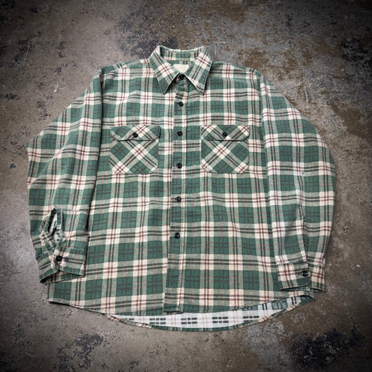 Vintage 60s 100% Cotton Plaid Flannel Shirt