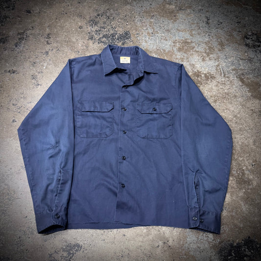Vintage 1960s Big Mac Navy Blue Distressed Work Shirt