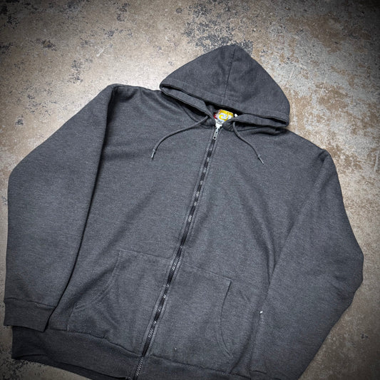 Vintage 90s G1 Thermal Lined Dark Grey Blank Zip Up Hoodie