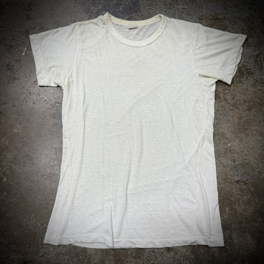 Vintage 70s/80s Paper Thin Repaired White Blank T-Shirt