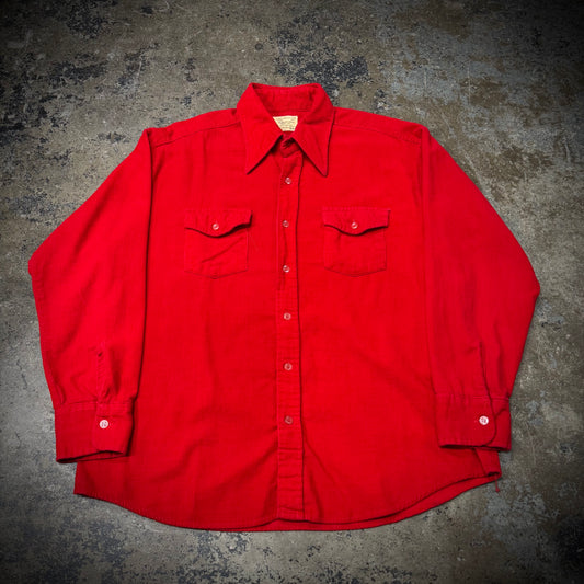 Vintage 1960s Sears 100% Cotton Red Corduroy Work Shirt