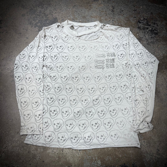 Vintage 90s Cheap Trick Skull AOP Thrashed Band Tee